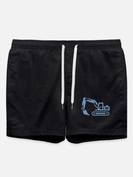 Bagger-Konturen: Silhouette eines Baugeräteführers - Badeshorts - Schwarz