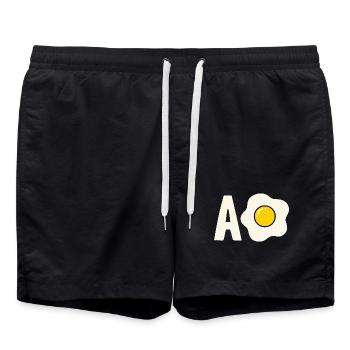 A Mexican Hispanic slang from Huevo, Ca - Swim Trunks - black - Front - AI Model Male 185 light (185cm)