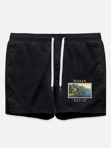 Italien Lago di Como Vintage Reisemarke - Badeshorts - Schwarz