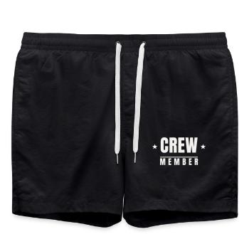 Crew Member Sterne Badge Team Staff Event Festival - Badeshorts - Schwarz - Vorne - AI Model Male 185 light (185cm)