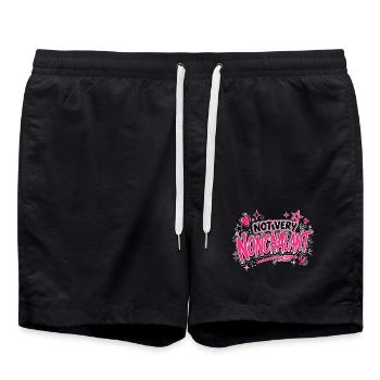 Not Very Nonchalant Neon Pink Script - Swim Trunks - black - Front - AI Model Male 185 light (185cm)