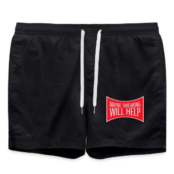 Maybe Swearing Will Help Sarkastisch Spruch Grafik - Badeshorts - Schwarz - Vorne - AI Model Male 185 light (185cm)