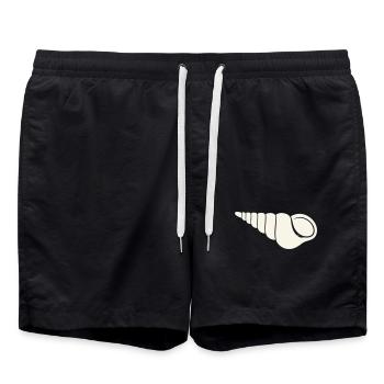 Coastal spiral shell sketch - Swim Trunks - black - Front - AI Model Male 185 light (185cm)