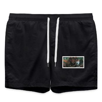 beast with a frozen heart - Swim Trunks - black - Front - AI Model Male 185 light (185cm)