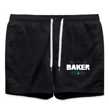 Typographie décorative de Baker - Short de bain - noir - Devant - AI Model Male 185 light (185cm)
