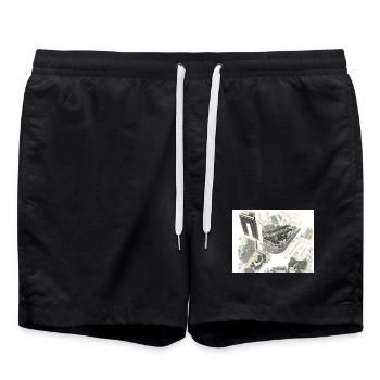 Luftige Stadtarchitektur im Looplayout - Badeshorts - Schwarz - Vorne - AI Model Male 185 light (185cm)