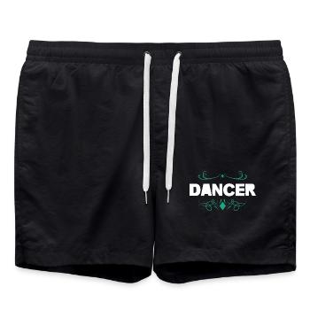 Dancer: Strong typo with ornaments - Swim Trunks - black - Front - AI Model Male 185 light (185cm)
