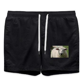 Close-up of a sheep - Swim Trunks - black - Front - AI Model Male 185 light (185cm)