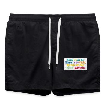 Bunte Nachtgedanken Schlafzitat - Badeshorts - Schwarz - Vorne - AI Model Male 185 light (185cm)