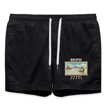 Bolivien Uyuni Vintage Reisemarke - Badeshorts - Schwarz - Vorne - AI Model Male 185 light (185cm)