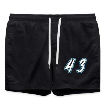 43 Zahl symbol - Badeshorts - Schwarz - Vorne - AI Model Male 185 light (185cm)