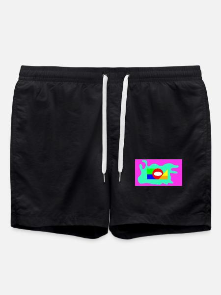 Geometrische Farbblock Collage Neon - Badeshorts - Schwarz