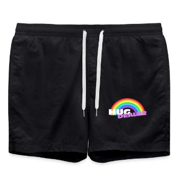 Hug Dealer Stickers: Colorful Rainbow Design - Swim Trunks - black - Front - AI Model Male 185 light (185cm)