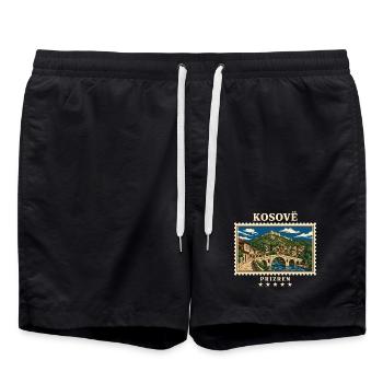 Kosovo Prizren Vintage Reisemarke - Badeshorts - Schwarz - Vorne - AI Model Male 185 light (185cm)