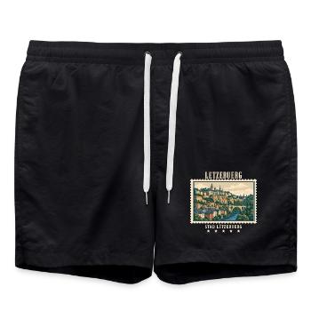 Luxemburg Luxemburg-Stadt Vintage Reisemarke - Badeshorts - Schwarz - Vorne - AI Model Male 185 light (185cm)