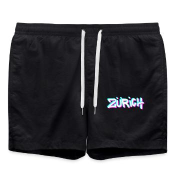 Zurich Neon Graffiti - Swim Trunks - black - Front - AI Model Male 185 light (185cm)