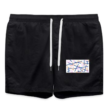 the confused life - Swim Trunks - black - Front - AI Model Male 185 light (185cm)