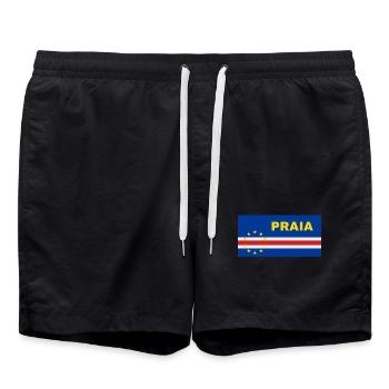 Praia in Cabo Verde Flag - Swim Trunks - black - Front - AI Model Male 185 light (185cm)