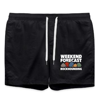 Wochenende Vorhersage Steine Sammeln Steinsuche - Badeshorts - Schwarz - Vorne - AI Model Male 185 light (185cm)