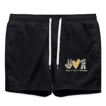 Peace Love Schnauzer Positiver Hundeliebhaber - Badeshorts - Schwarz - Vorne - AI Model Male 185 light (185cm)