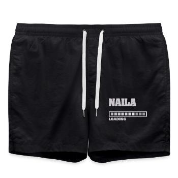 Naila als Geburt - Badeshorts - Schwarz - Vorne - AI Model Male 185 light (185cm)