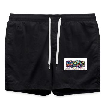 Art graffiti de la propre pièce - Short de bain - noir - Devant - AI Model Male 185 light (185cm)