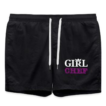 Girl Chef- Statement Design & Typography - Swim Trunks - black - Front - AI Model Male 185 light (185cm)