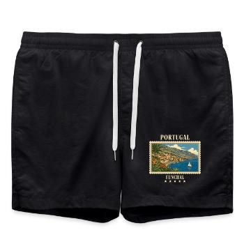 Portugal Funchal Vintage Reisemarke - Badeshorts - Schwarz - Vorne - AI Model Male 185 light (185cm)