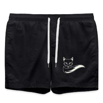 Fuchs Silhouette mit Schweif - Badeshorts - Schwarz - Vorne - AI Model Male 185 light (185cm)