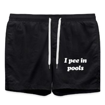 Poolside Pee Joke Tee - Badeshorts - Schwarz - Vorne - AI Model Male 185 light (185cm)