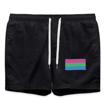 Polysexuelle Flagge: Stolz und Vielfalt - Badeshorts - Schwarz - Vorne - AI Model Male 185 light (185cm)