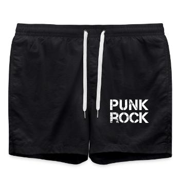 Punkrock Distressed Typografie - Badeshorts - Schwarz - Vorne - AI Model Male 185 light (185cm)