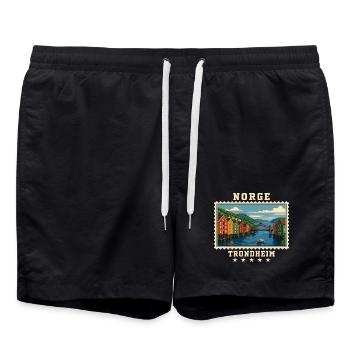 Norwegen Trondheim Vintage Reisemarke - Badeshorts - Schwarz - Vorne - AI Model Male 185 light (185cm)