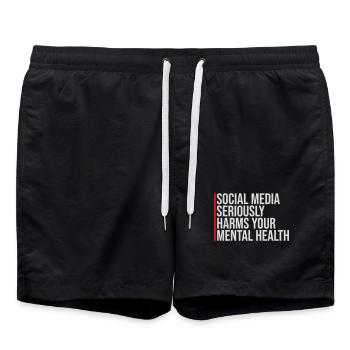 Social Media Seriously Harms Mental Health Spruch - Badeshorts - Schwarz - Vorne - AI Model Male 185 light (185cm)