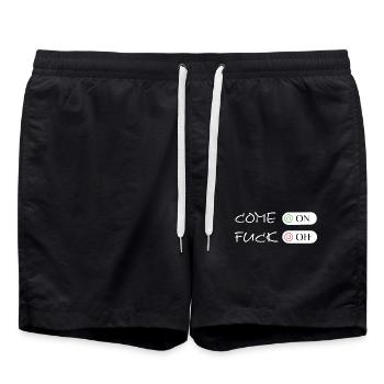 FUCK OFF, Come on - Fuck off, Fuck Off - Badeshorts - Schwarz - Vorne - AI Model Male 185 light (185cm)