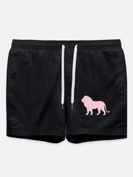 Pastel Lion Silhouette - Swim Trunks - black