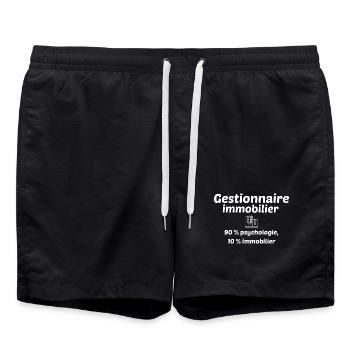 Gestionnaire immobilier 90% psychologie, 10% immo - Short de bain - noir - Devant - AI Model Male 185 light (185cm)