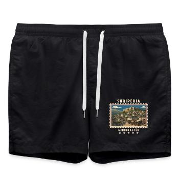 Albanien Gjirokastër Vintage Reisemarke - Badeshorts - Schwarz - Vorne - AI Model Male 185 light (185cm)