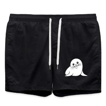 Silhouette de bébé phoque Motif d’animal mignon - Short de bain - noir - Devant - AI Model Male 185 light (185cm)