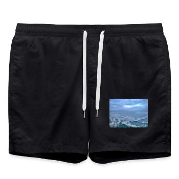 Fog over mountain landscape Morning light - Swim Trunks - black - Front - AI Model Male 185 light (185cm)