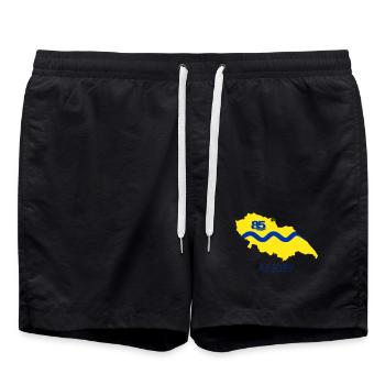 Carte Île d'Yeu en jaune  - Short de bain - noir - Devant - AI Model Male 185 light (185cm)