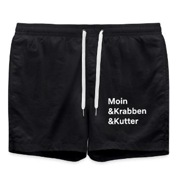 Hello Crab Cutter North Sea Coast Hamburg - Badeshorts - Schwarz - Vorne - AI Model Male 185 light (185cm)