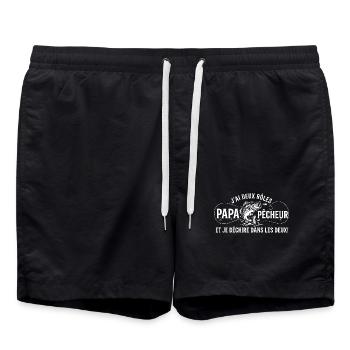 Papa Et Pêcheur Je Déchire Humour - Short de bain - noir - Devant - AI Model Male 185 light (185cm)