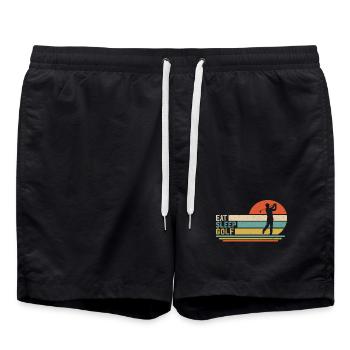 Essen Schlafen Golf spielen - Badeshorts - Schwarz - Vorne - AI Model Male 185 light (185cm)