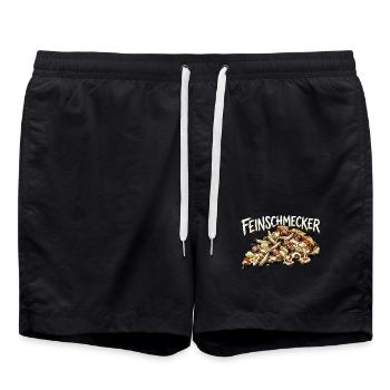 Lustige feinschmecker Pizza - Pommes Ananas Wurst - Badeshorts - Schwarz - Vorne - AI Model Male 185 light (185cm)