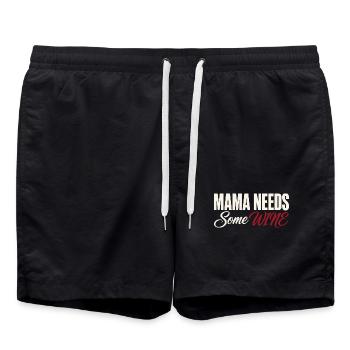 Mama braucht Wein - Lustiges Wein T-Shirt - Badeshorts - Schwarz - Vorne - AI Model Male 185 light (185cm)