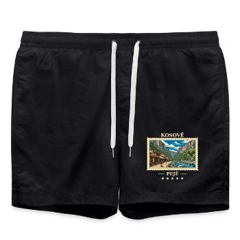 Kosovo Peja Vintage Reisemarke - Badeshorts - Schwarz - Vorne - AI Model Male 185 light (185cm)