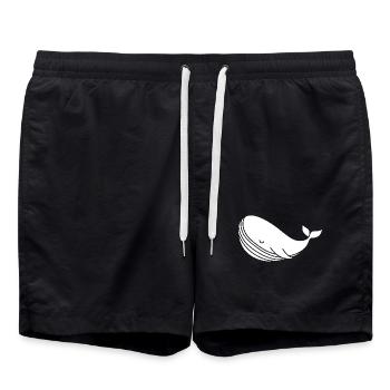 Whale silhouette minimalist sea motif - Swim Trunks - black - Front - AI Model Male 185 light (185cm)
