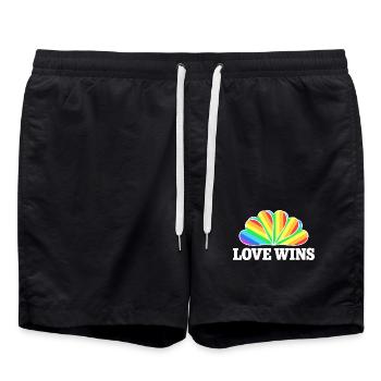 Love Wins - Rainbow Statement Design - Short de bain - noir - Devant - AI Model Male 185 light (185cm)