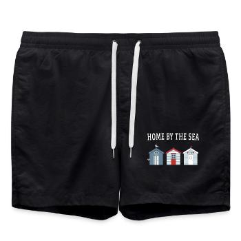 Home by the Sea – Beach Houses - Swim Trunks - black - Front - AI Model Male 185 light (185cm)